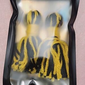 Yellow and Black Tassel Earrings